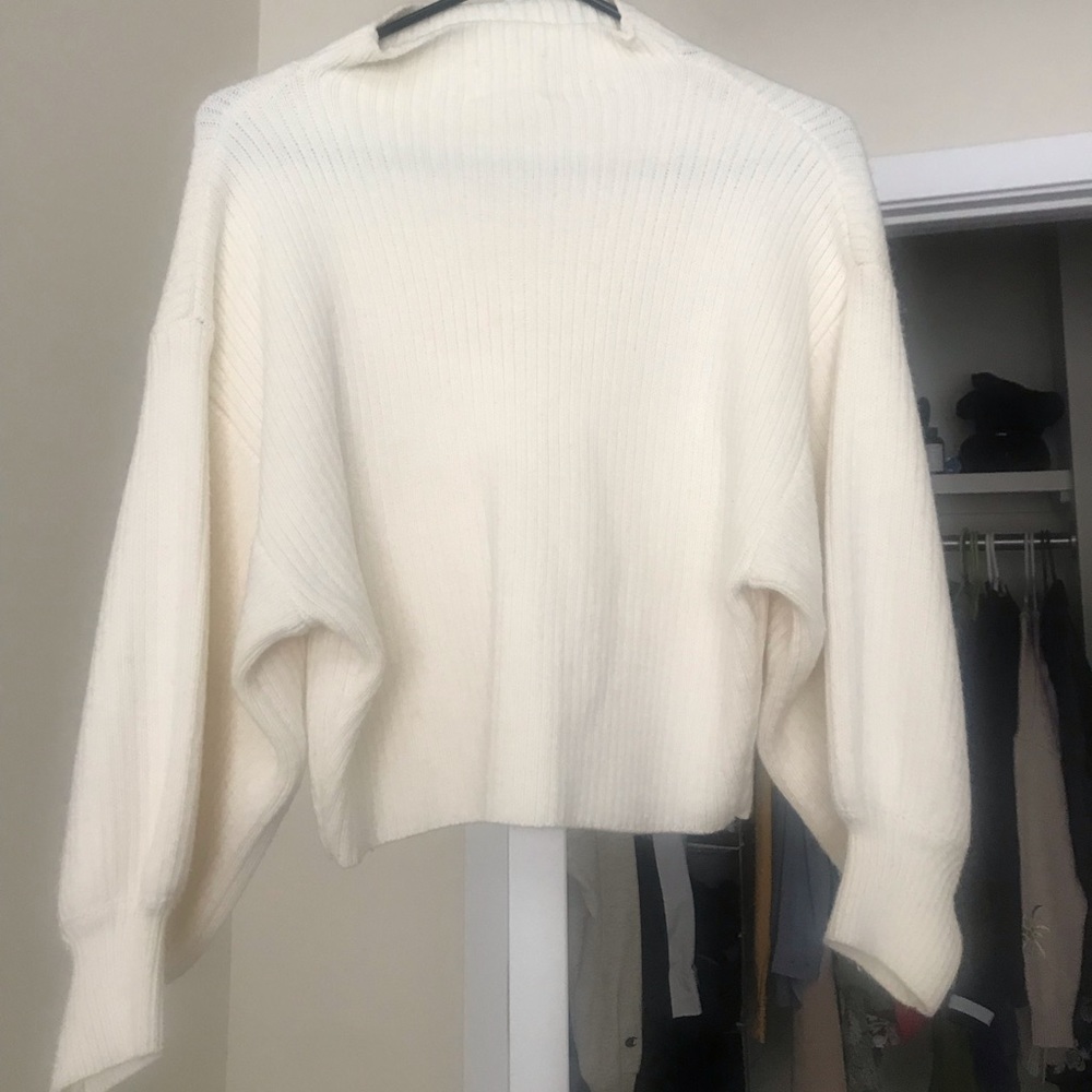 White Sweater With Puff Sleeves